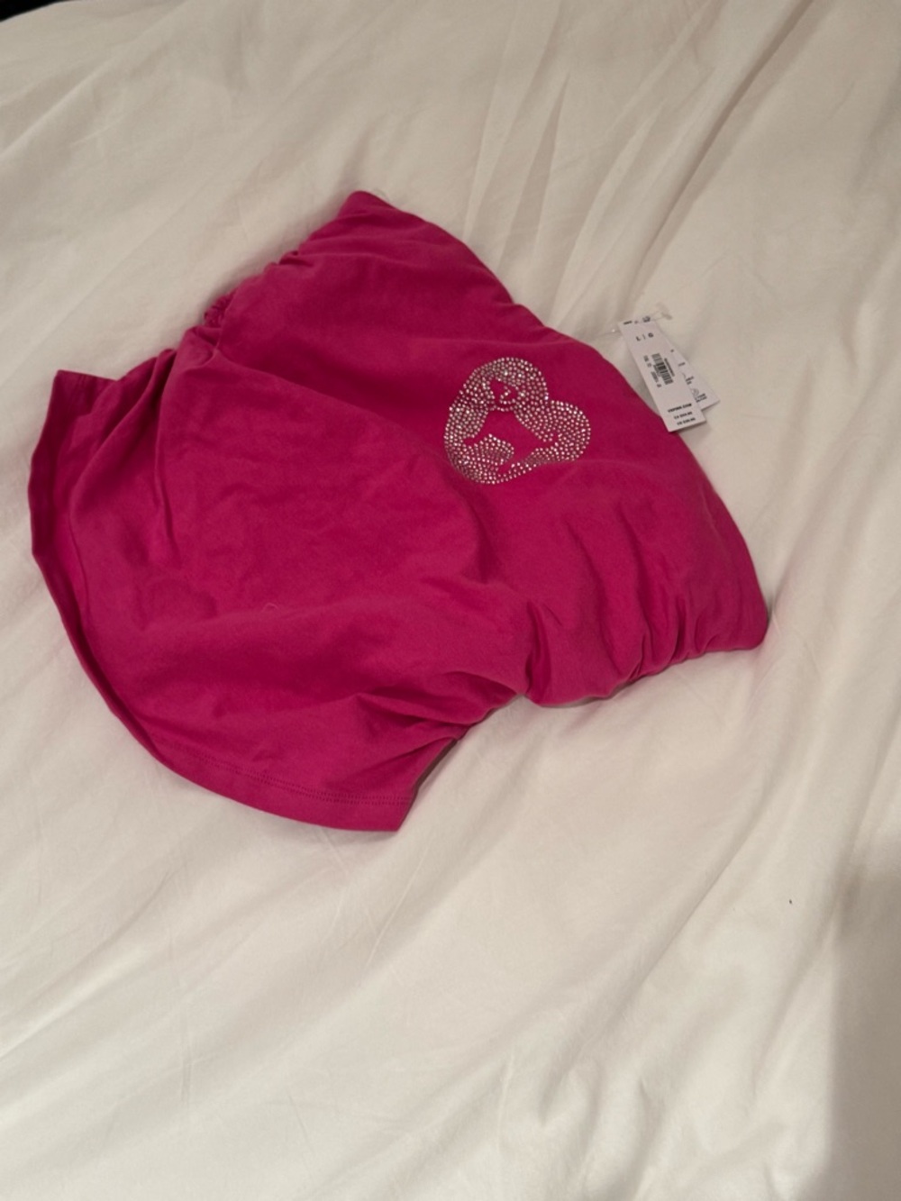PINK Victoria's Secret Hot Pink Rhinestone Heart Tube Top